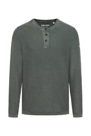Henley-Pullover Stone Washed dark forest