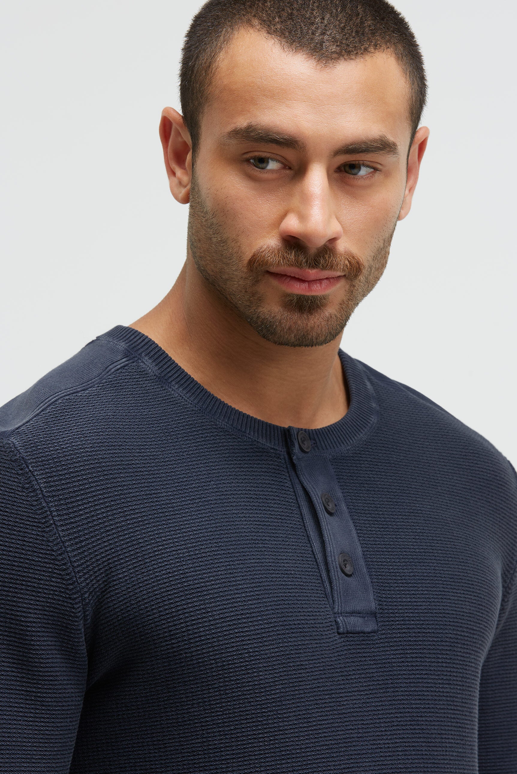 Henley-Pullover Stone Washed blue navy