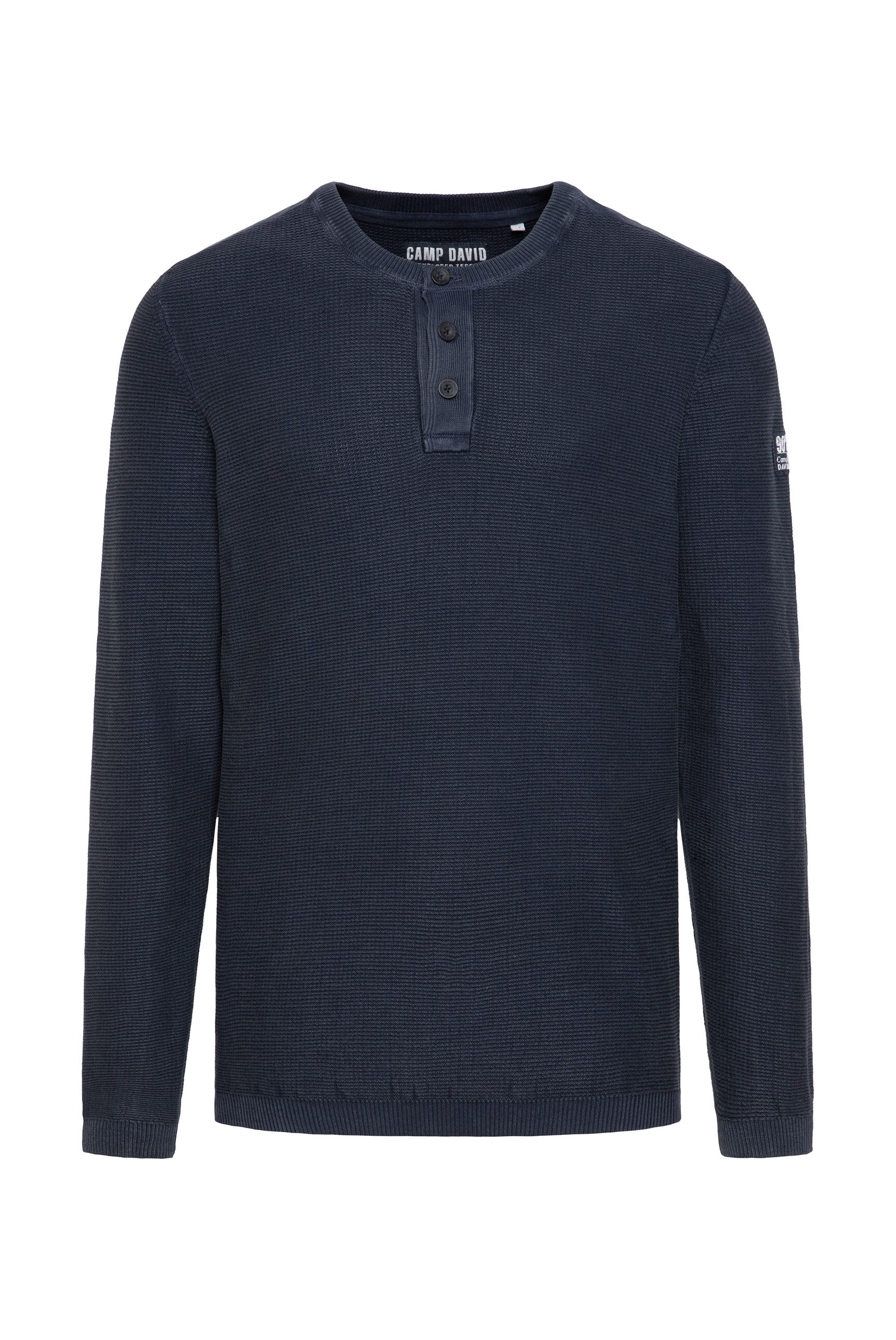 Henley-Pullover Stone Washed blue navy - 1