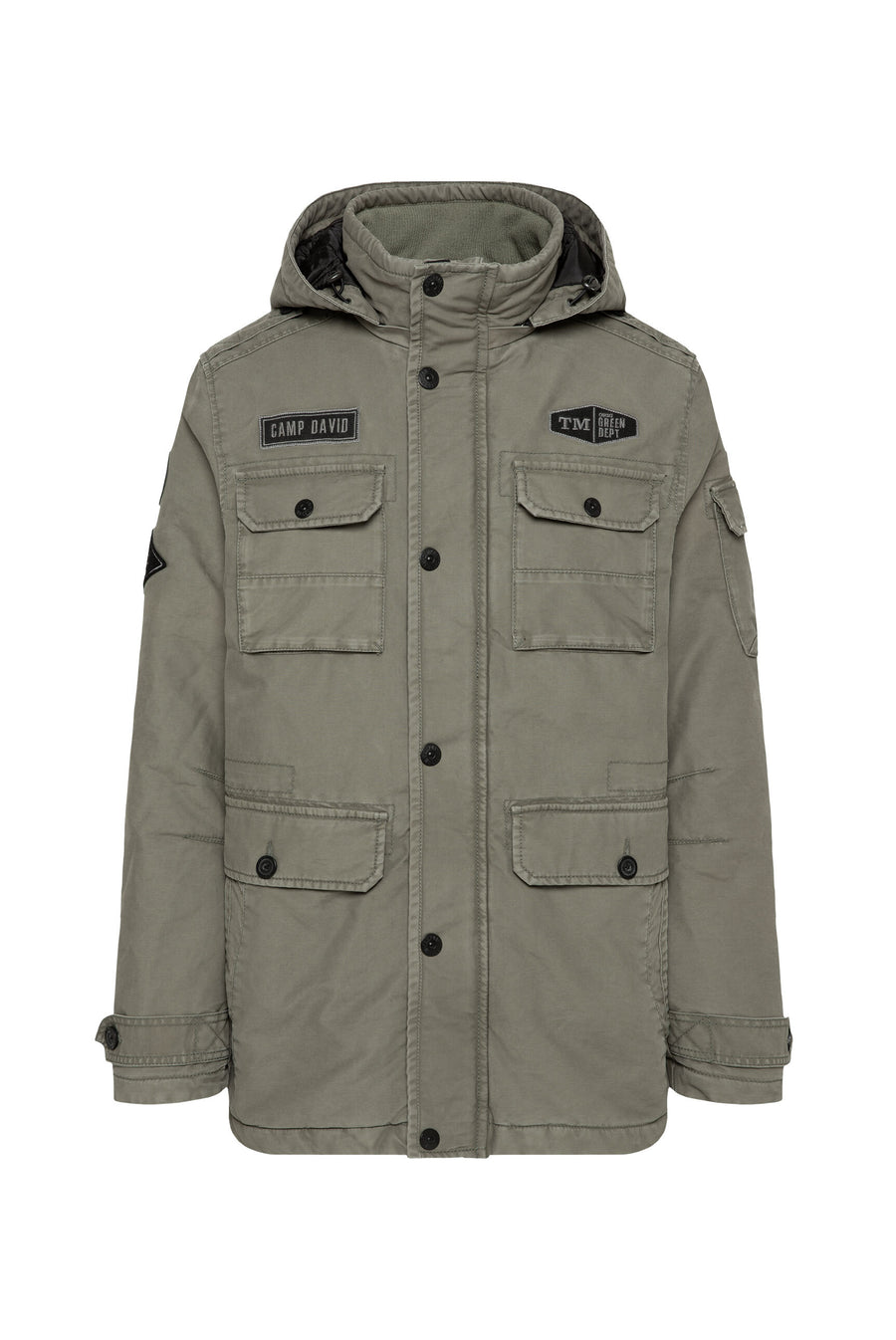 Pikowana Fieldjacket z klapowanymi kieszeniami i kapturem