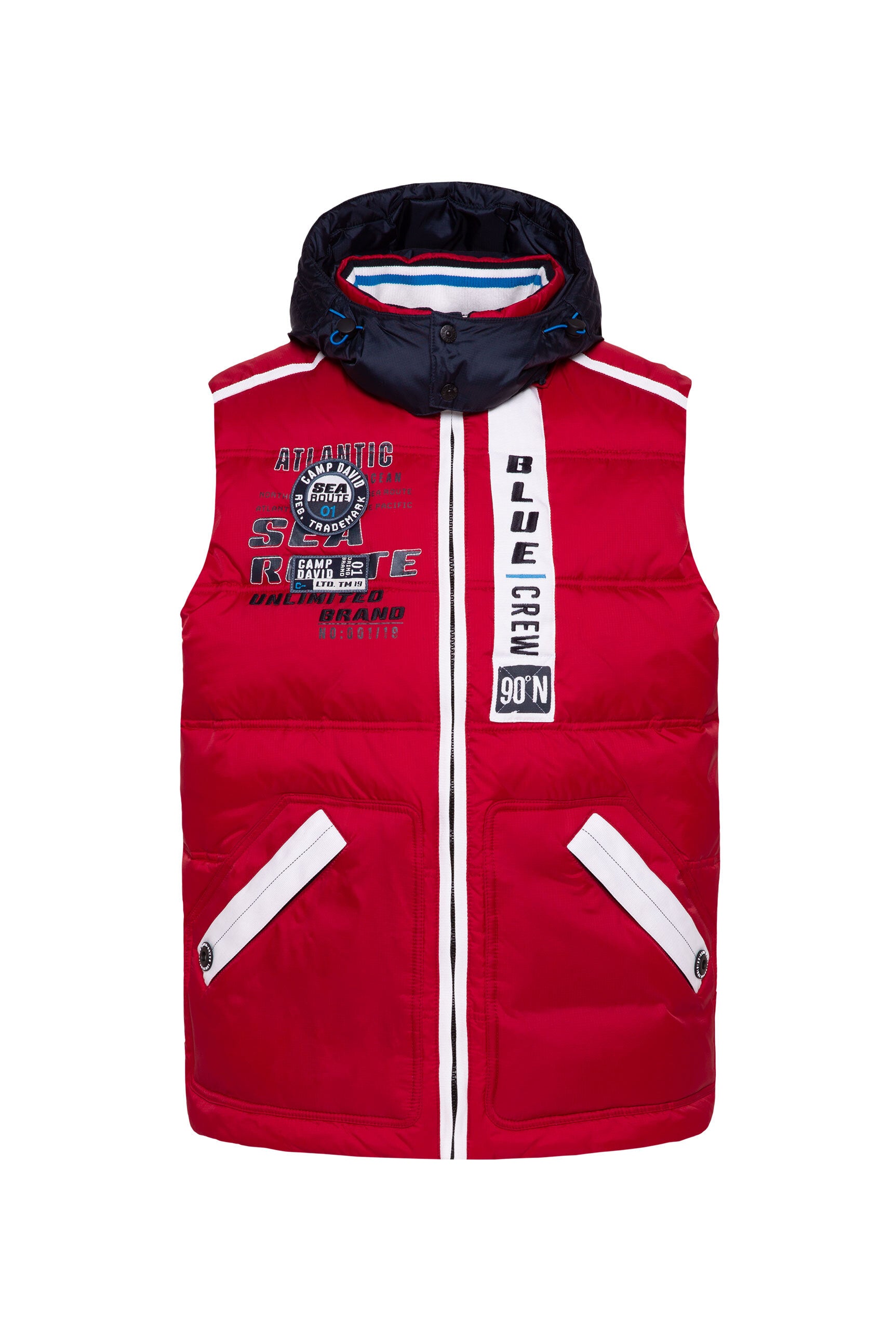 Pikowana kamizelka z taśmami, nadrukami i kapturem - 1