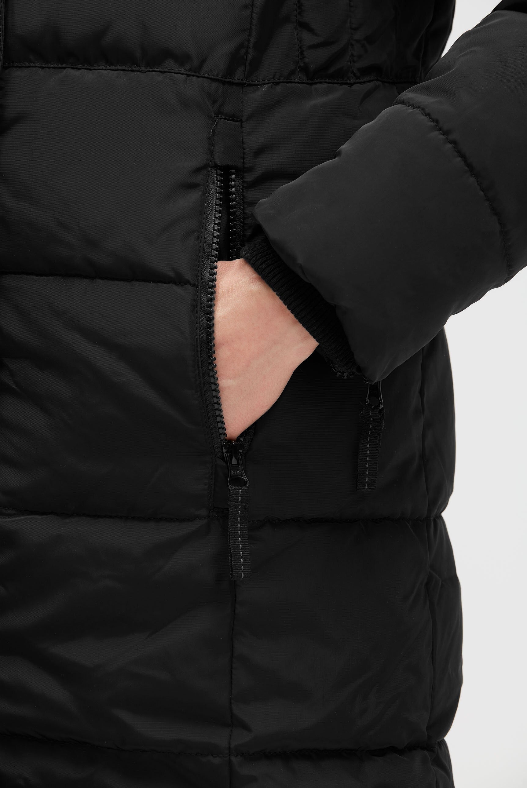 Pikowana parka z odpinanym kapturem i sztucznym futrem - 7