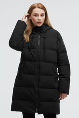 Pikowana parka z wysoko zapinanym kapturem