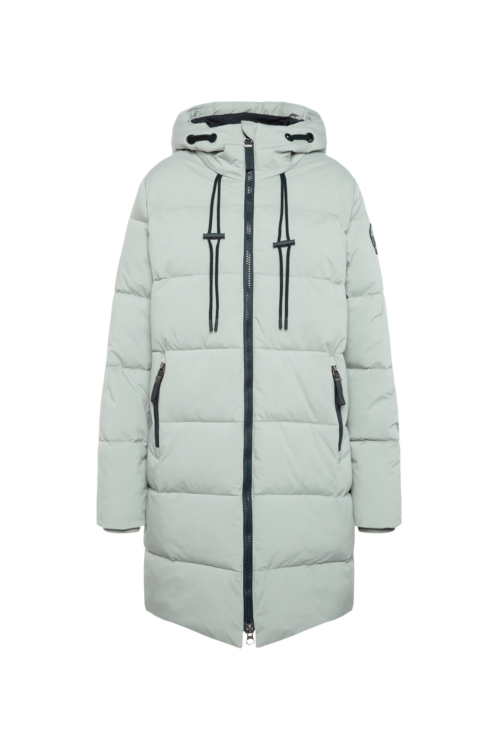 Pikowana parka z wysoko zapinanym kapturem