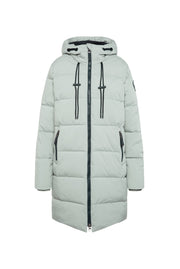 Pikowana parka z wysoko zapinanym kapturem