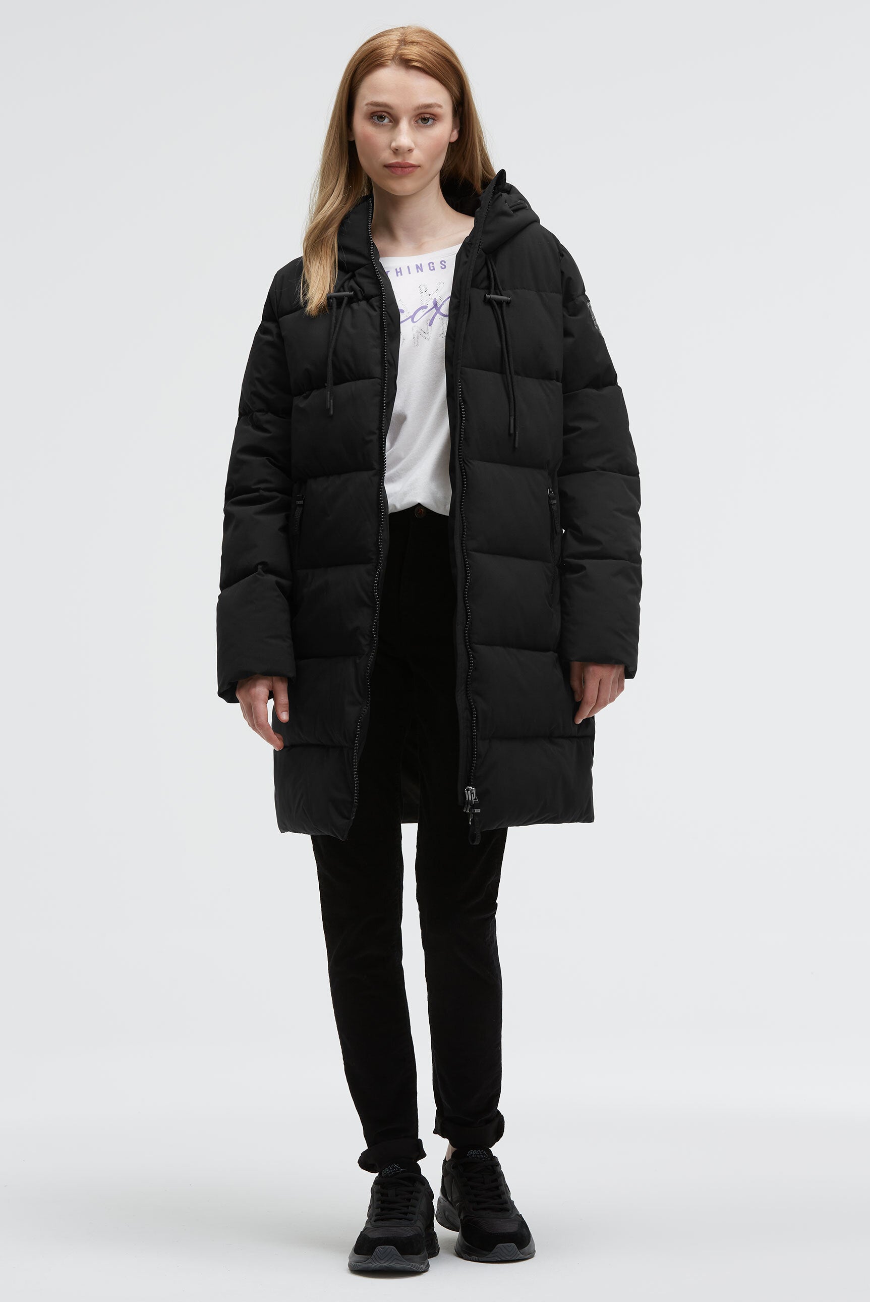 Pikowana parka z wysoko zapinanym kapturem - 3