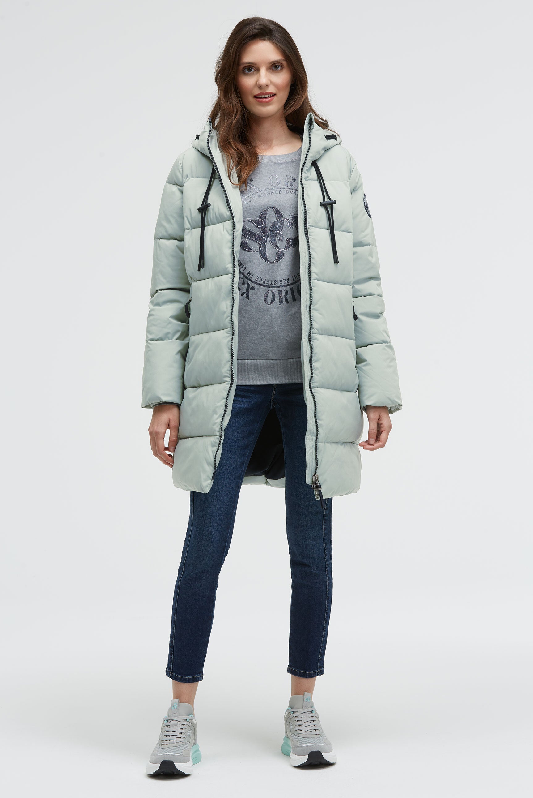 Pikowana parka z wysoko zapinanym kapturem - 3