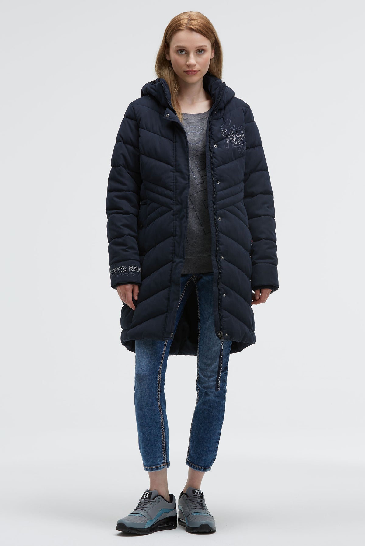 Parka pikowana z odpinanym kapturem - 3