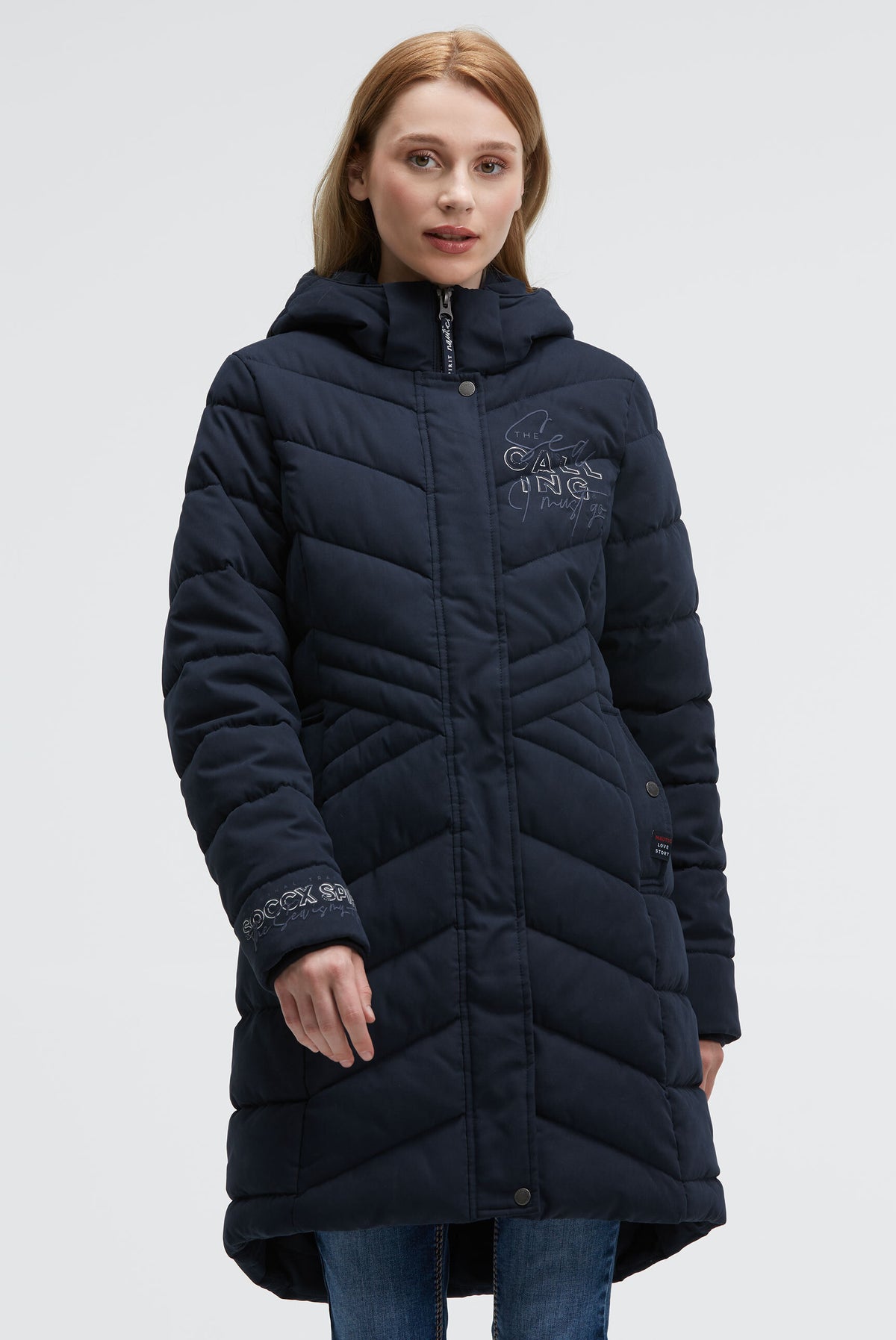 Parka pikowana z odpinanym kapturem