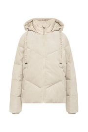 Krótka, pikowana kurtka sztruksowa w tonalnym połączeniu materiałów