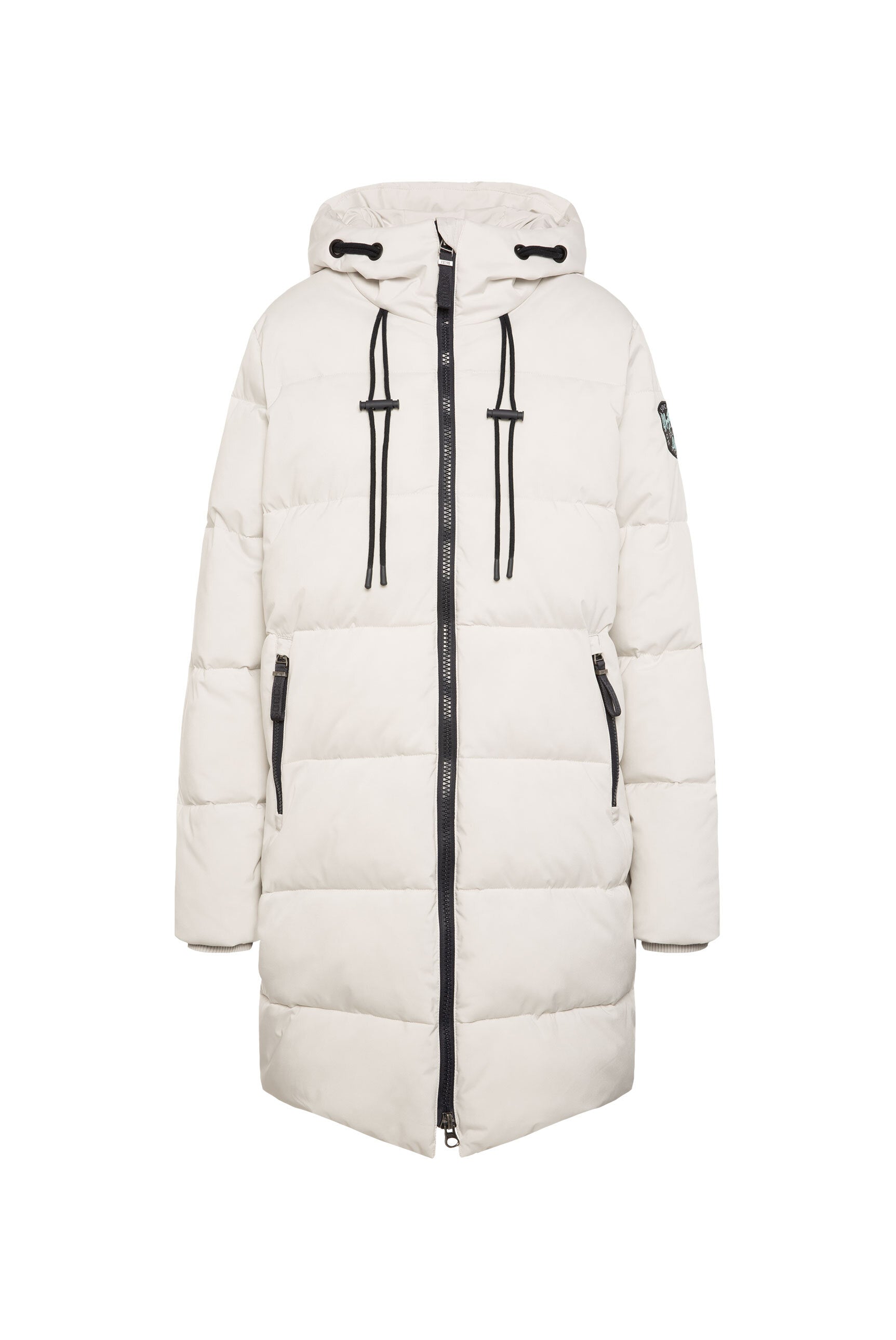 Pikowana parka z wysoko zapinanym kapturem - 1