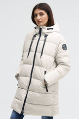 Pikowana parka z wysoko zapinanym kapturem