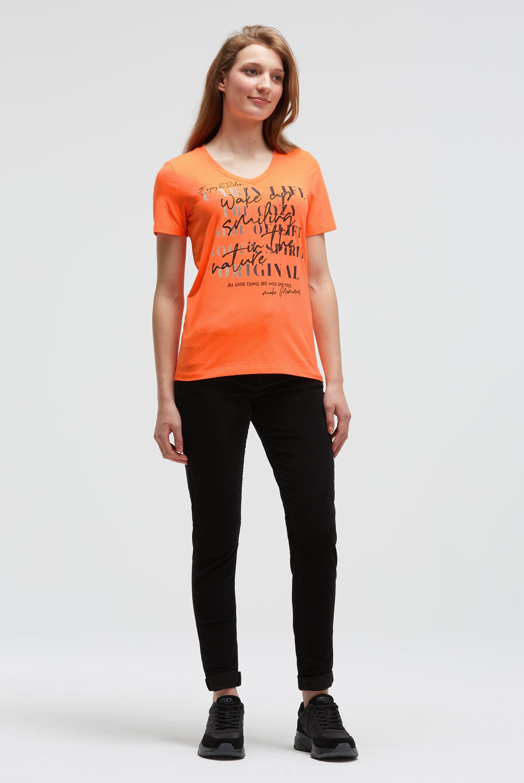 Koszulka z dekoltem V i nadrukiem Colour Gradient - 3