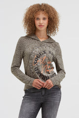 Koszulka z kapturem z efektem wypalania i nadrukiem Artwork