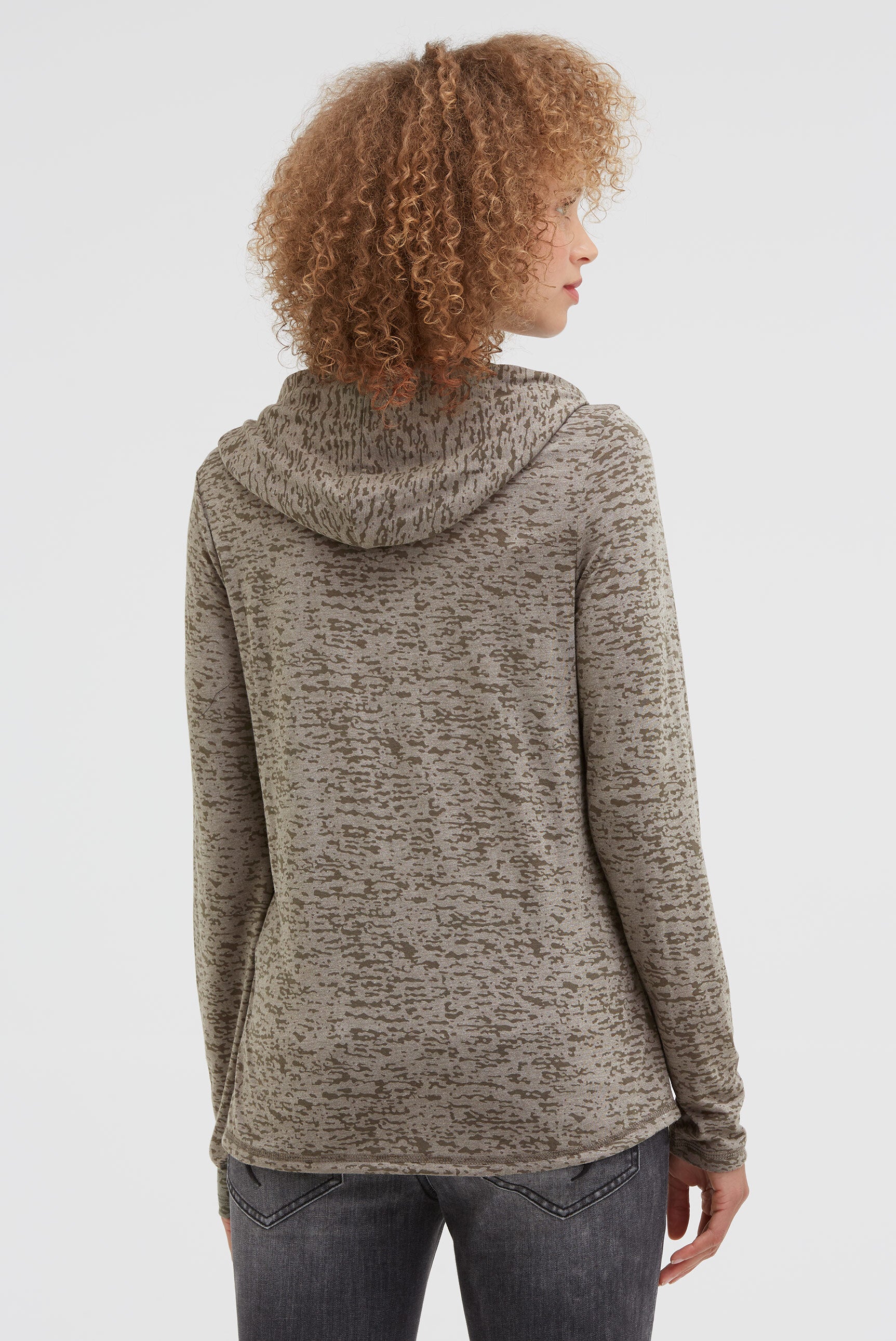 Koszulka z kapturem z efektem wypalania i nadrukiem Artwork - 5