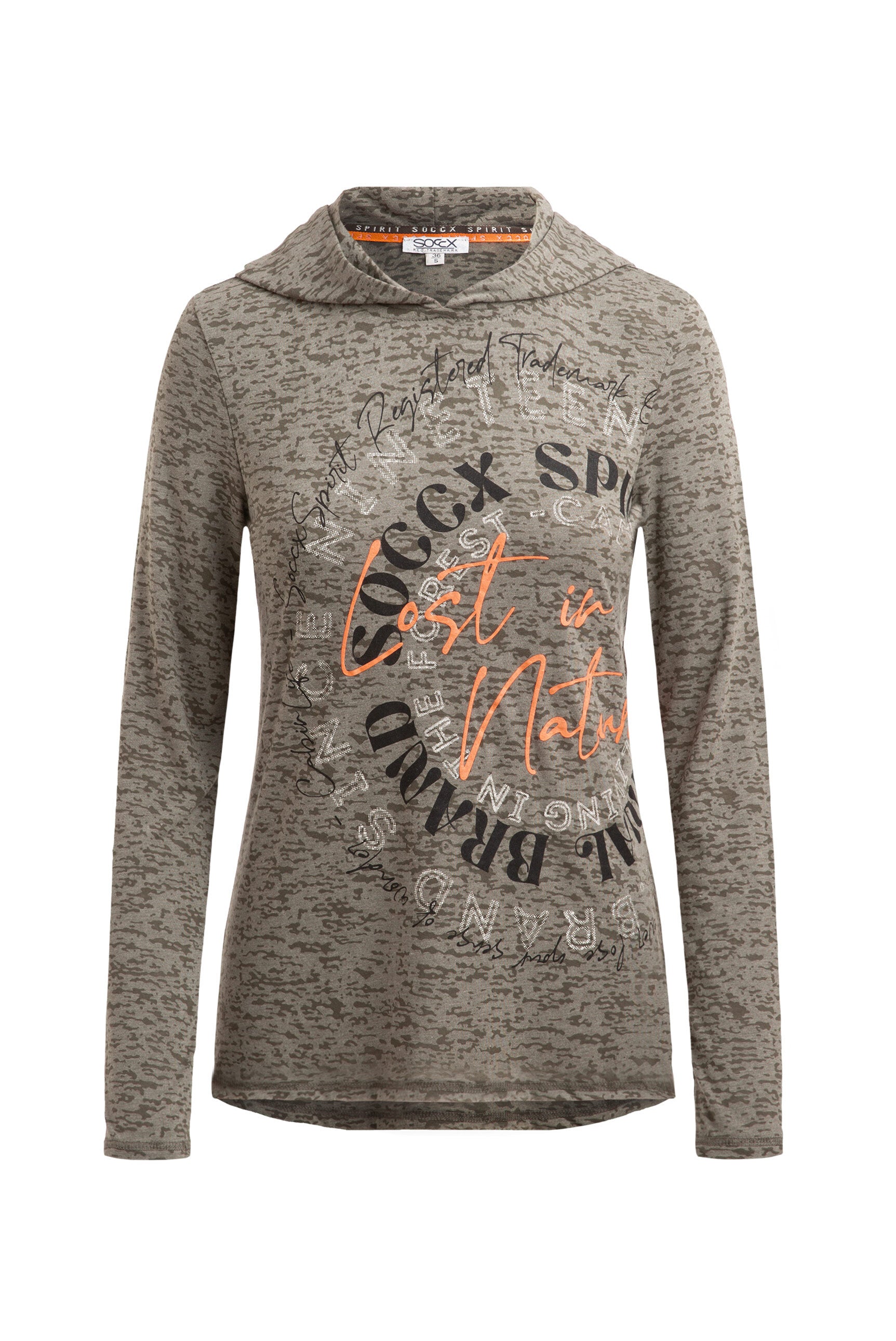 Koszulka z kapturem z efektem wypalania i nadrukiem Artwork