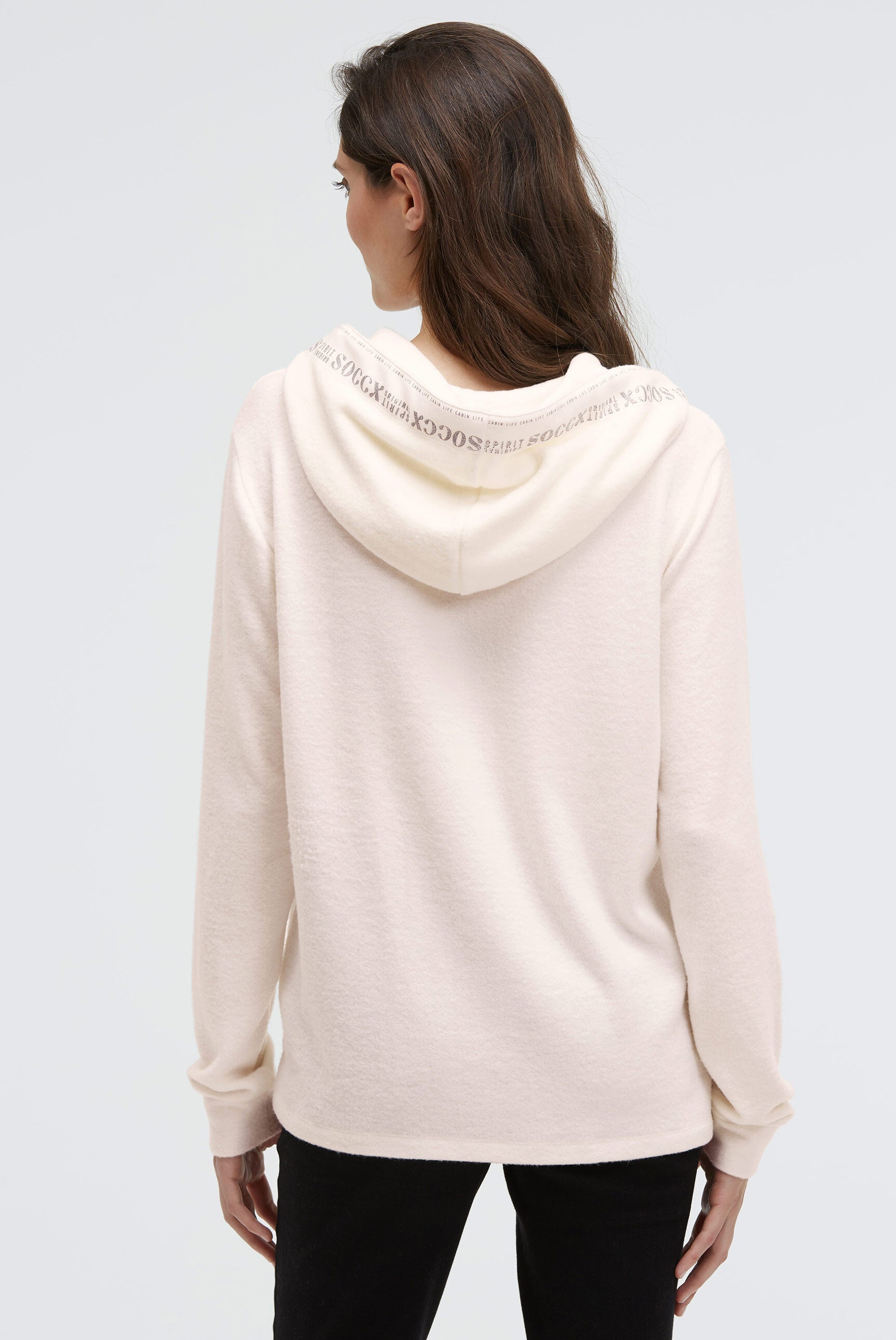 Flauschstrickpullover mit Logo-Tape an der Kapuze - 5