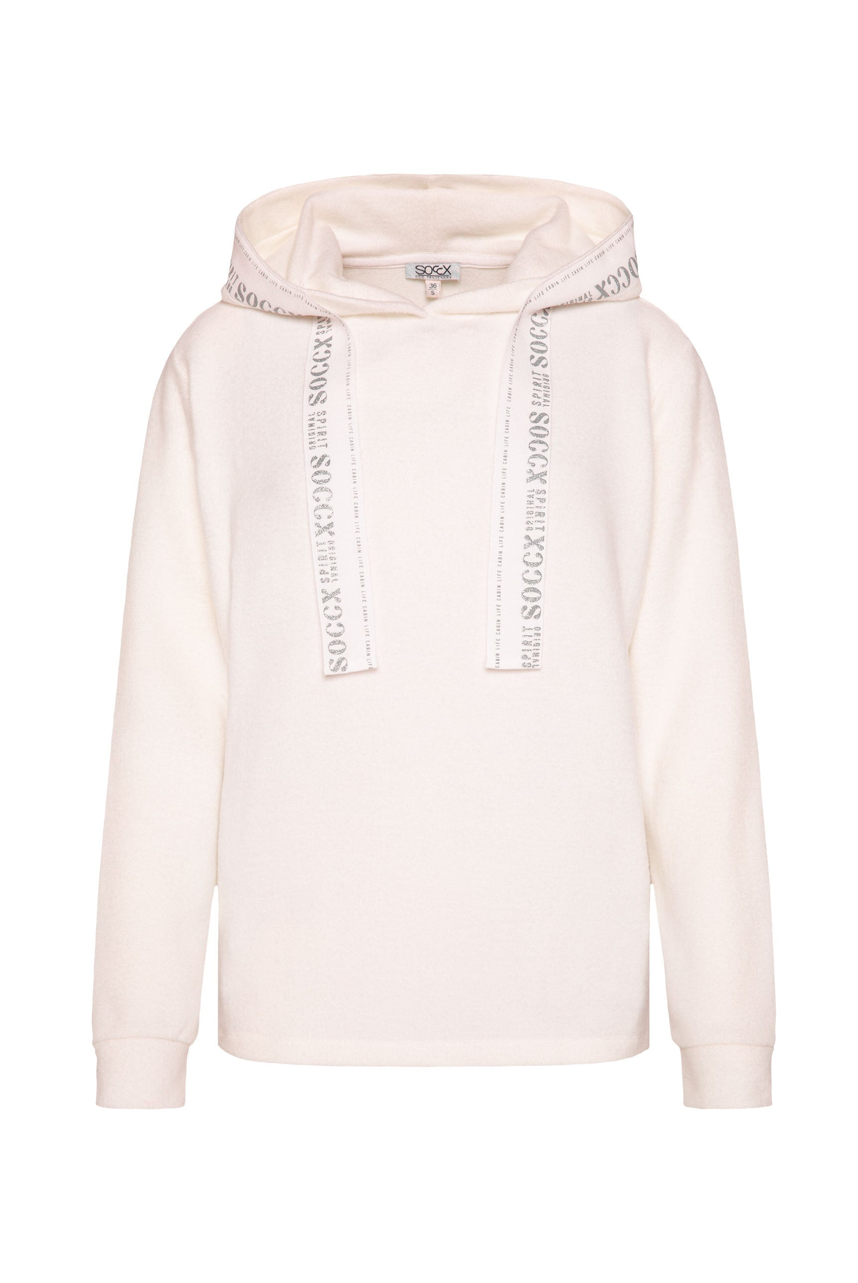Flauschstrickpullover mit Logo-Tape an der Kapuze