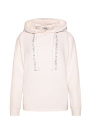 Flauschstrickpullover mit Logo-Tape an der Kapuze