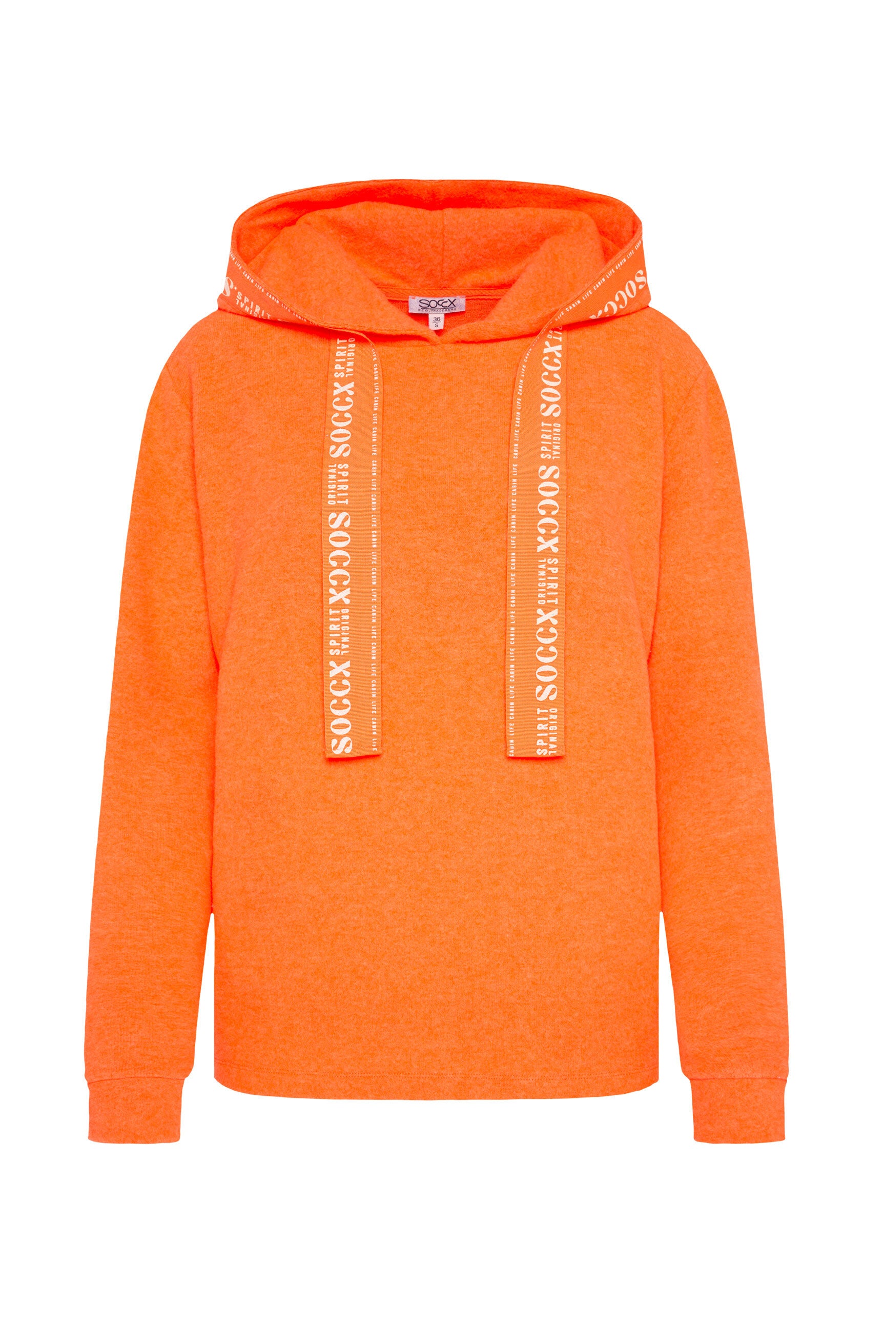 Flauschstrickpullover mit Logo-Tape an der Kapuze