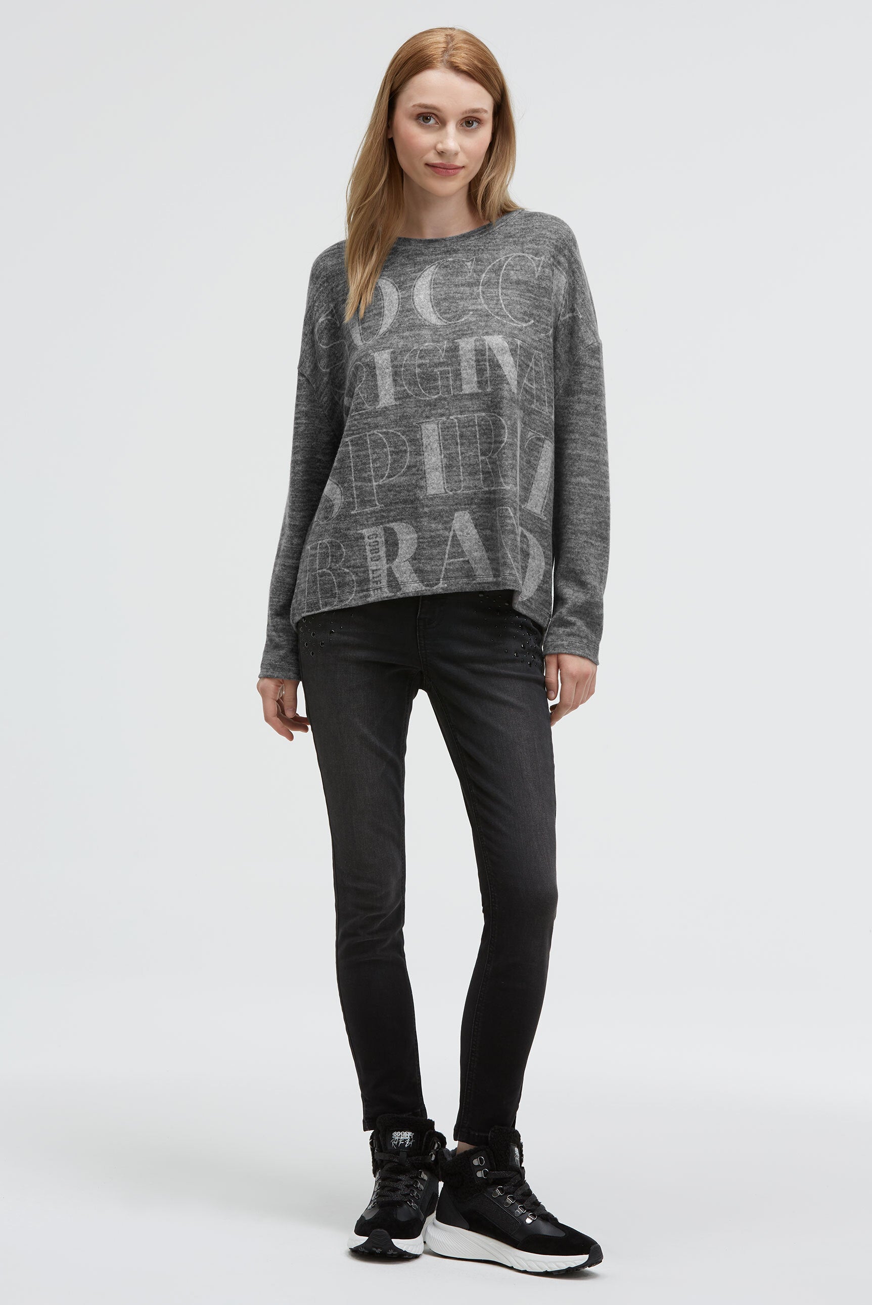 Sweter z miękkiej dzianiny z nadrukiem logo - 3