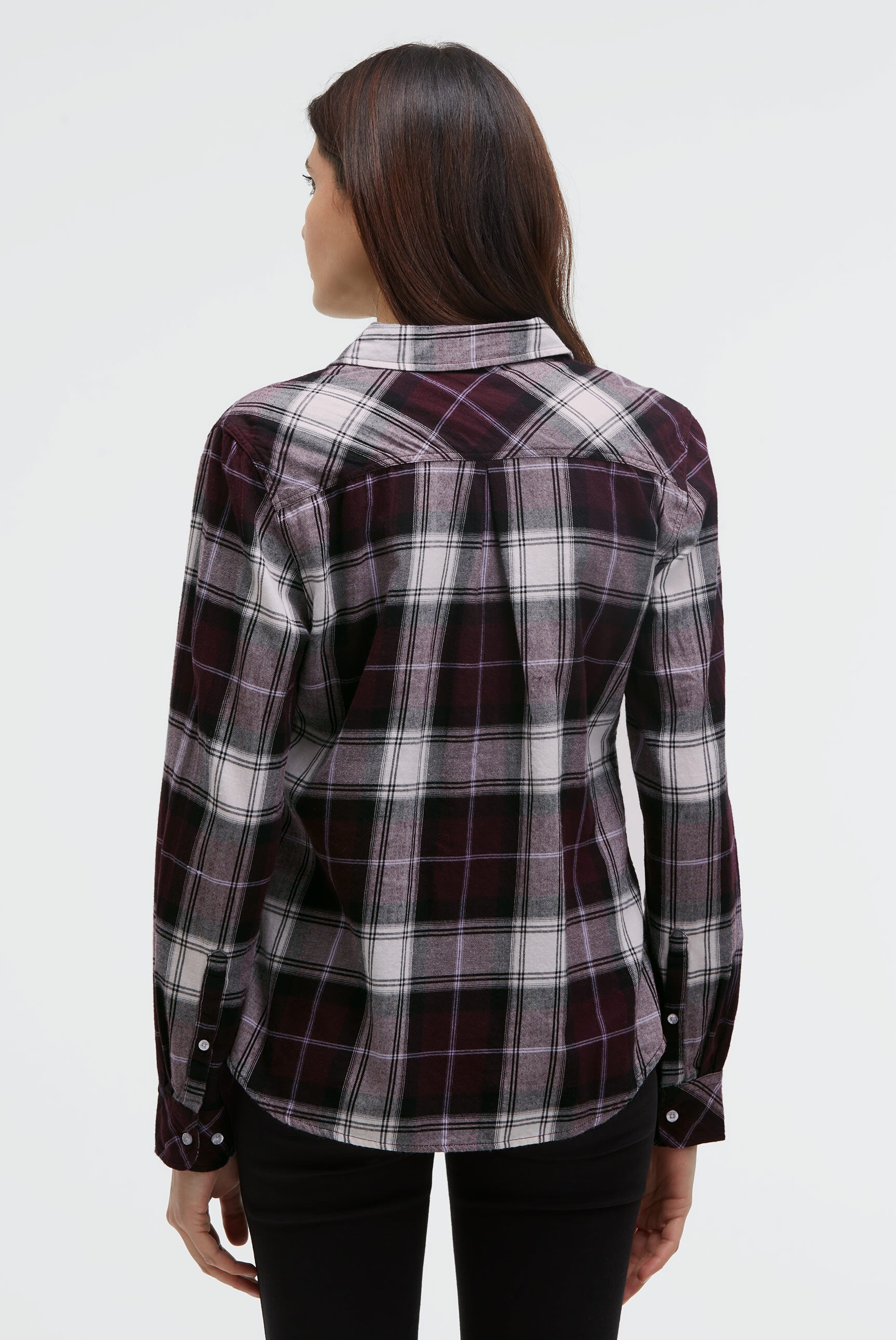 Koszula w kratę z krótką listwą guzikową - 4