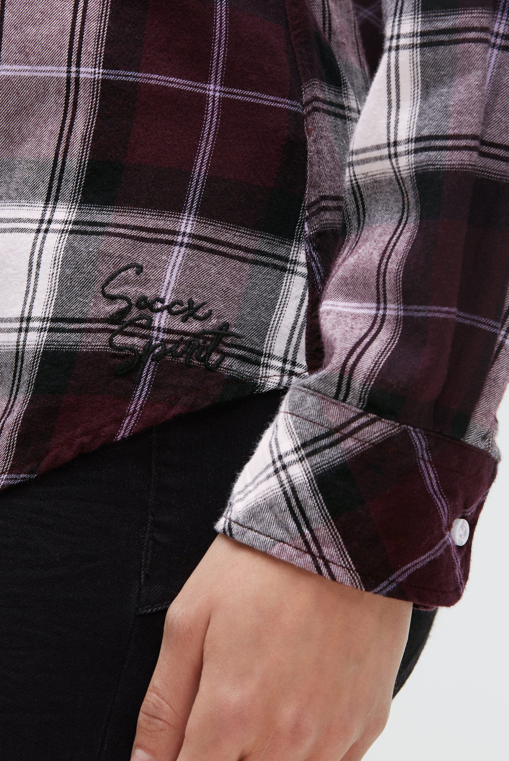 Koszula w kratę z krótką listwą guzikową - 5