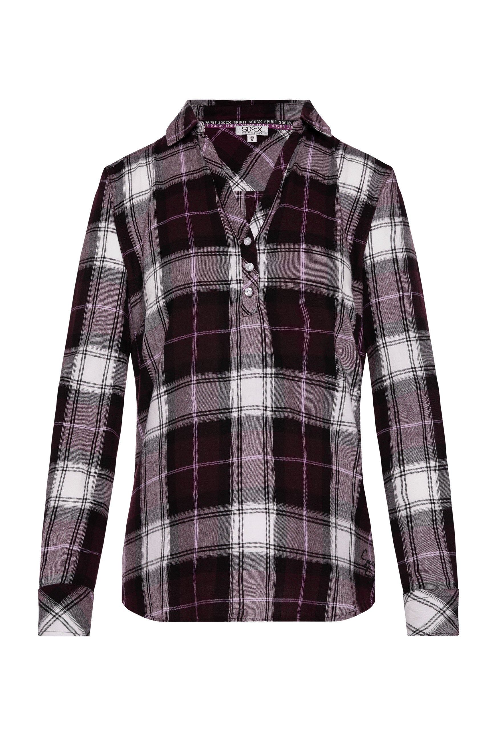 Koszula w kratę z krótką listwą guzikową