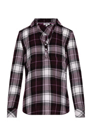 Koszula w kratę z krótką listwą guzikową