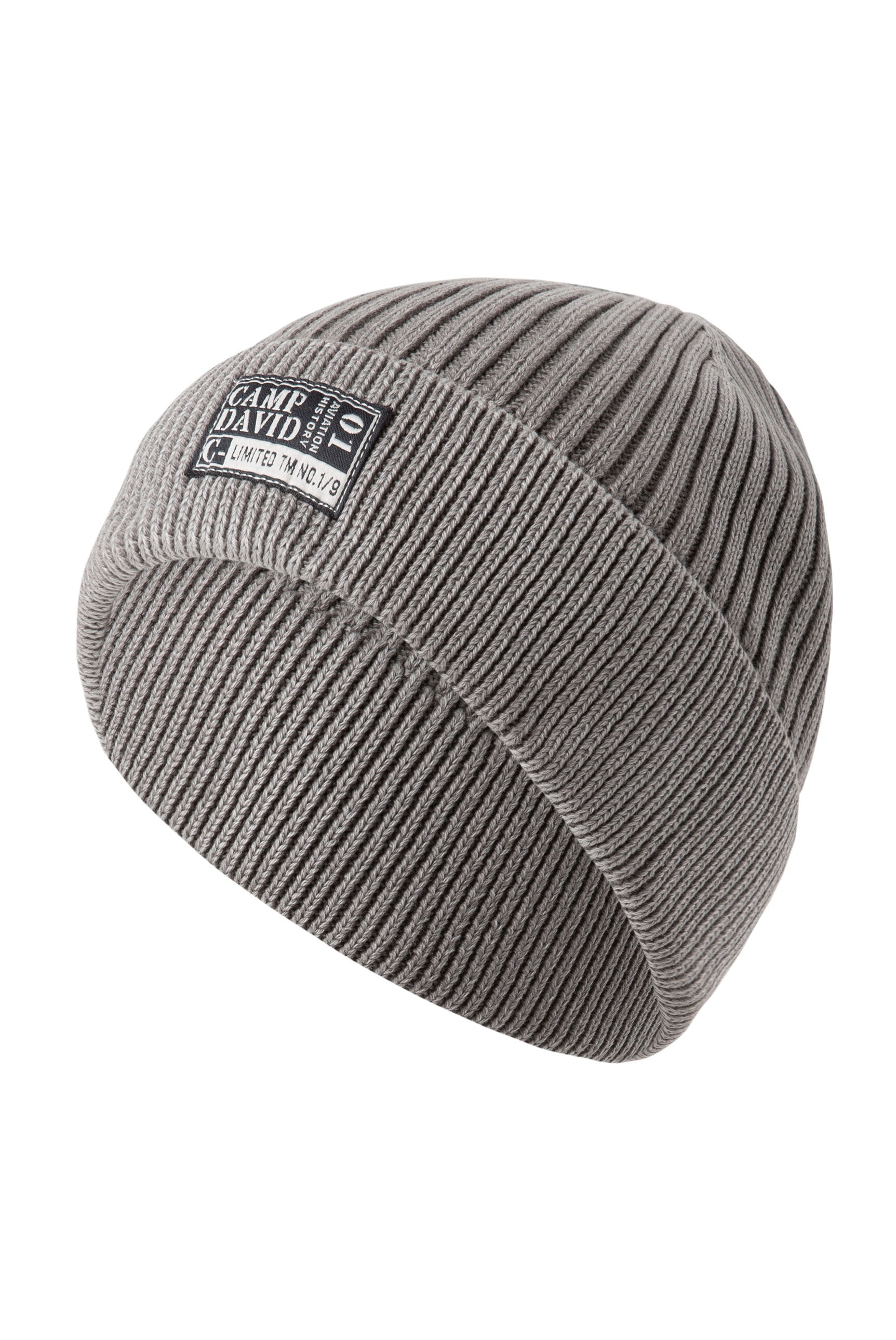 Czapka dzianinowa Stone Washed z naszywką z logo