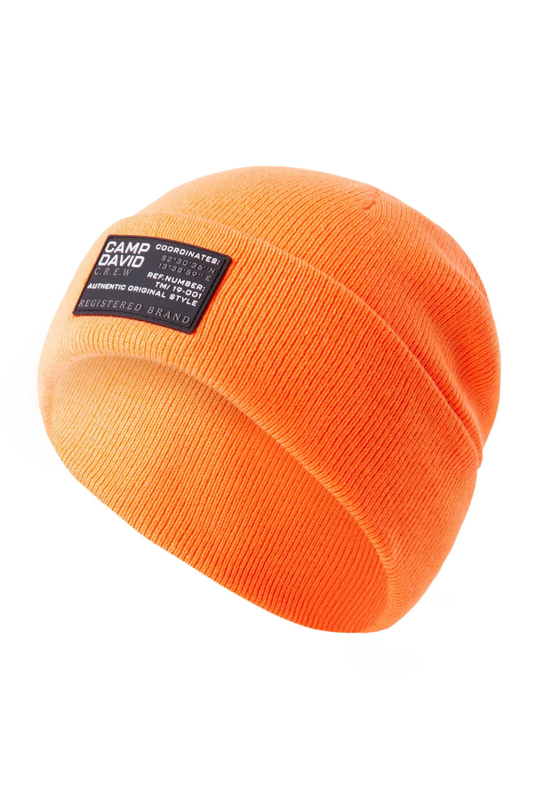 Czapka w prążkowanym splocie z naszywką z logo - 1