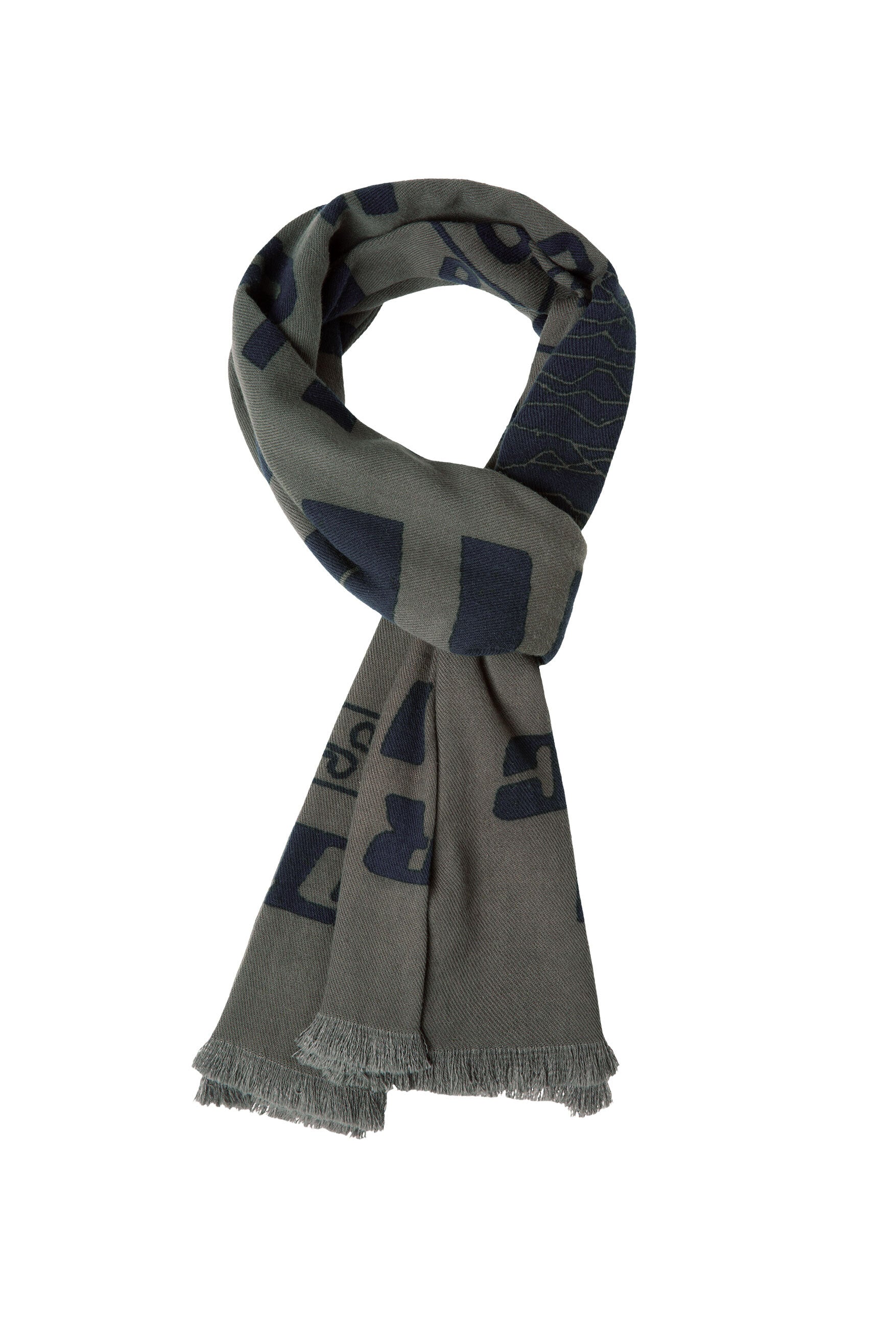 Webschal mit Logo Print und Fransen - 1