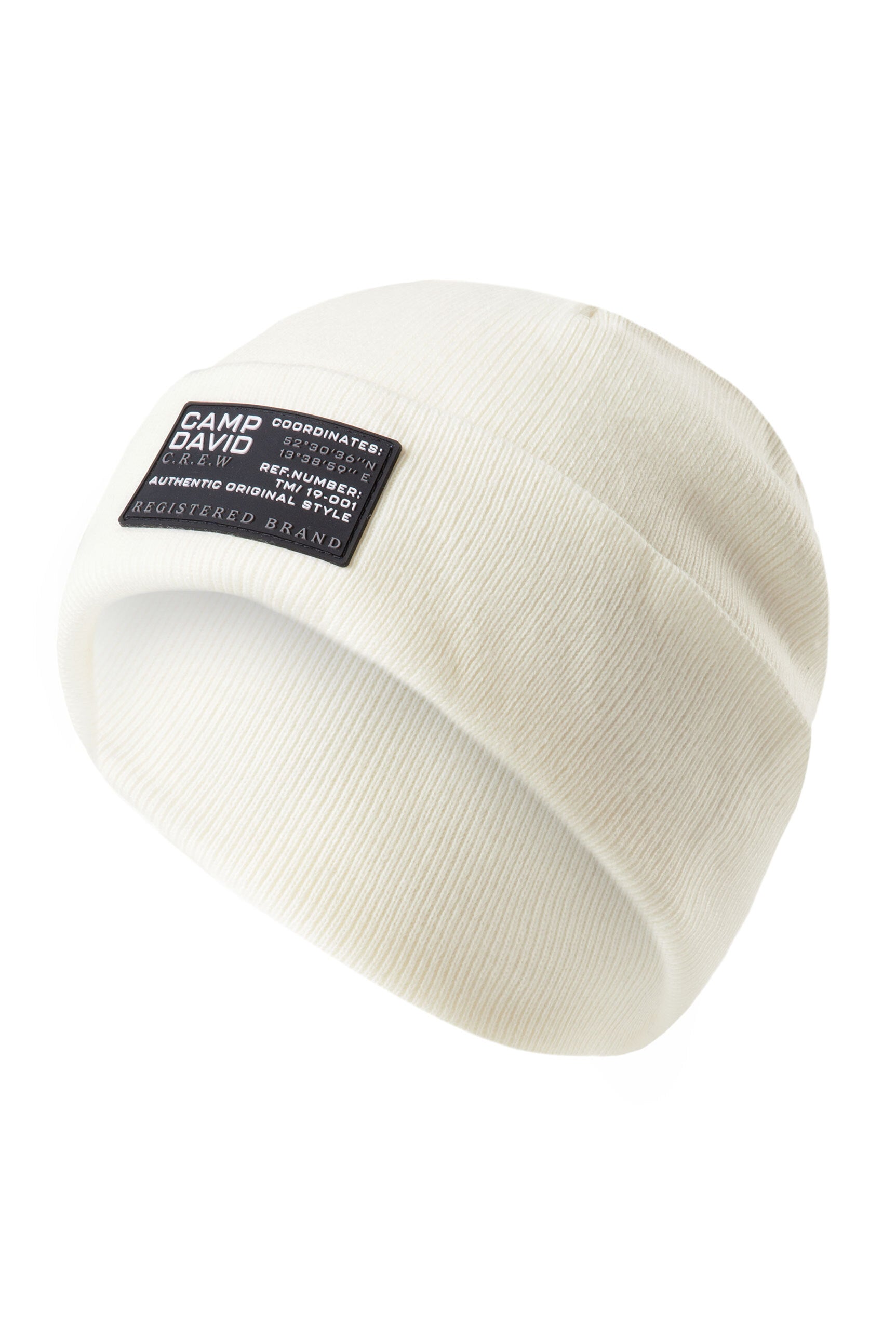 Czapka w prążkowanym splocie z naszywką z logo - 1