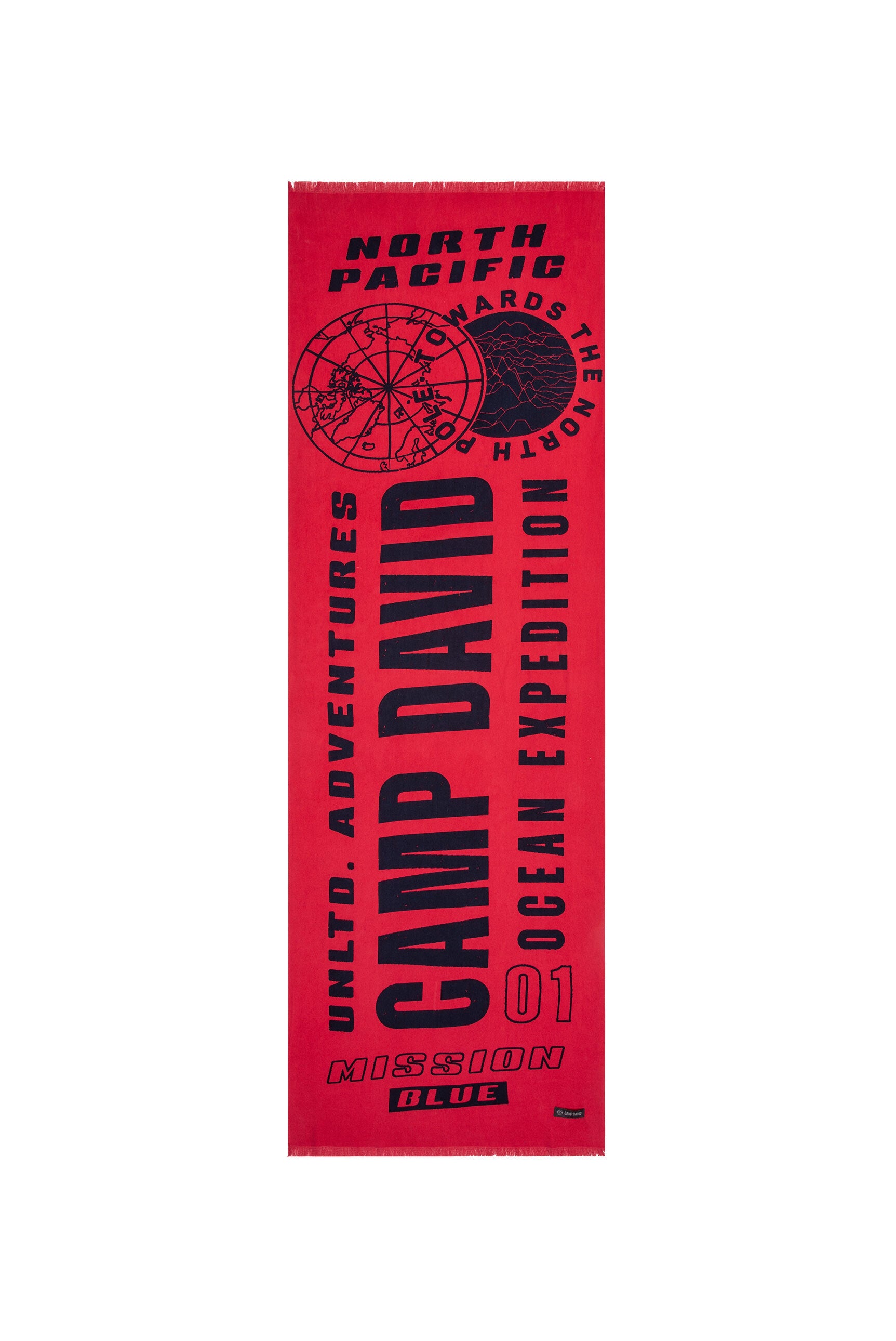 Tkany szal z nadrukiem logo i frędzlami - 4