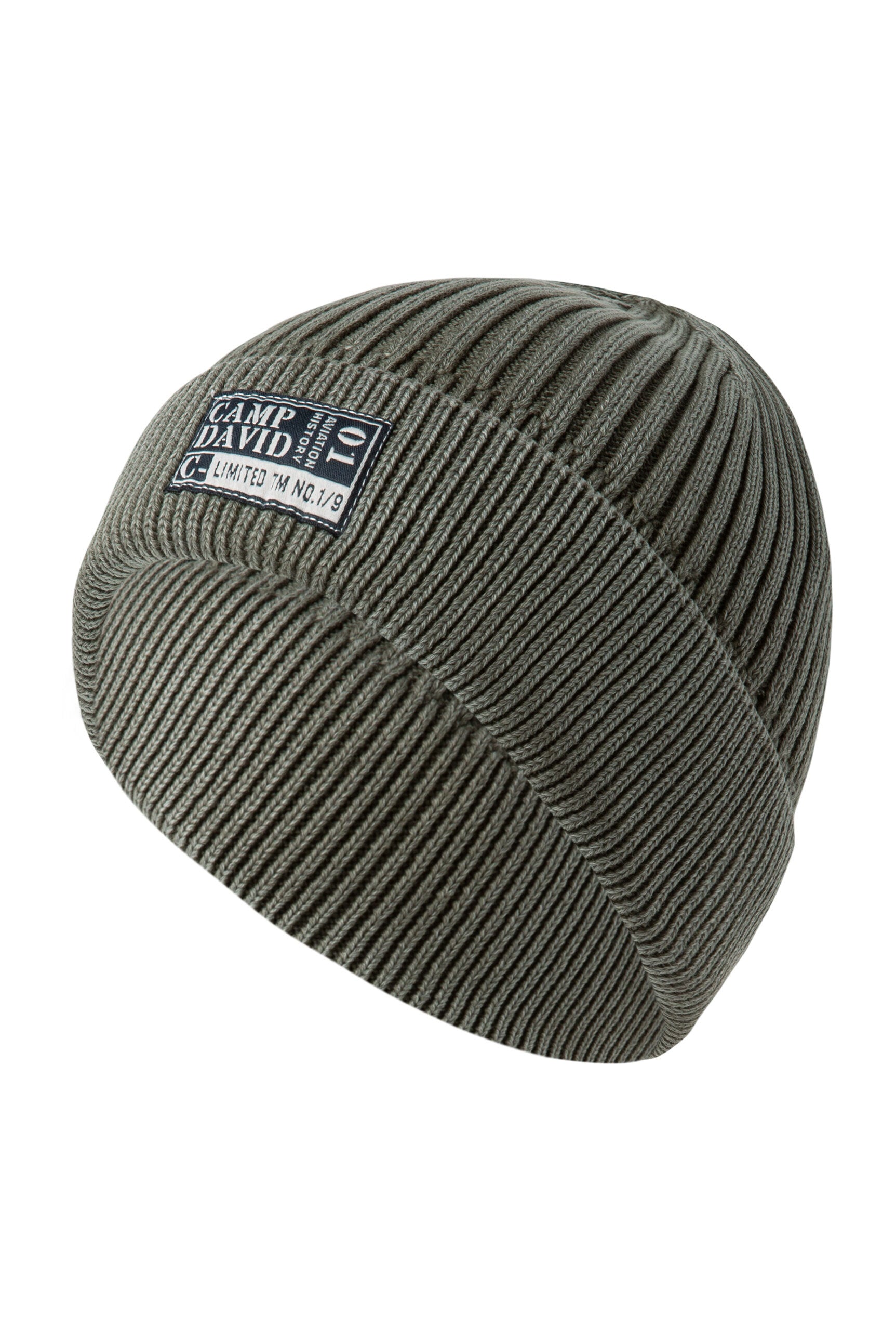 Czapka dzianinowa Stone Washed z naszywką z logo - 1