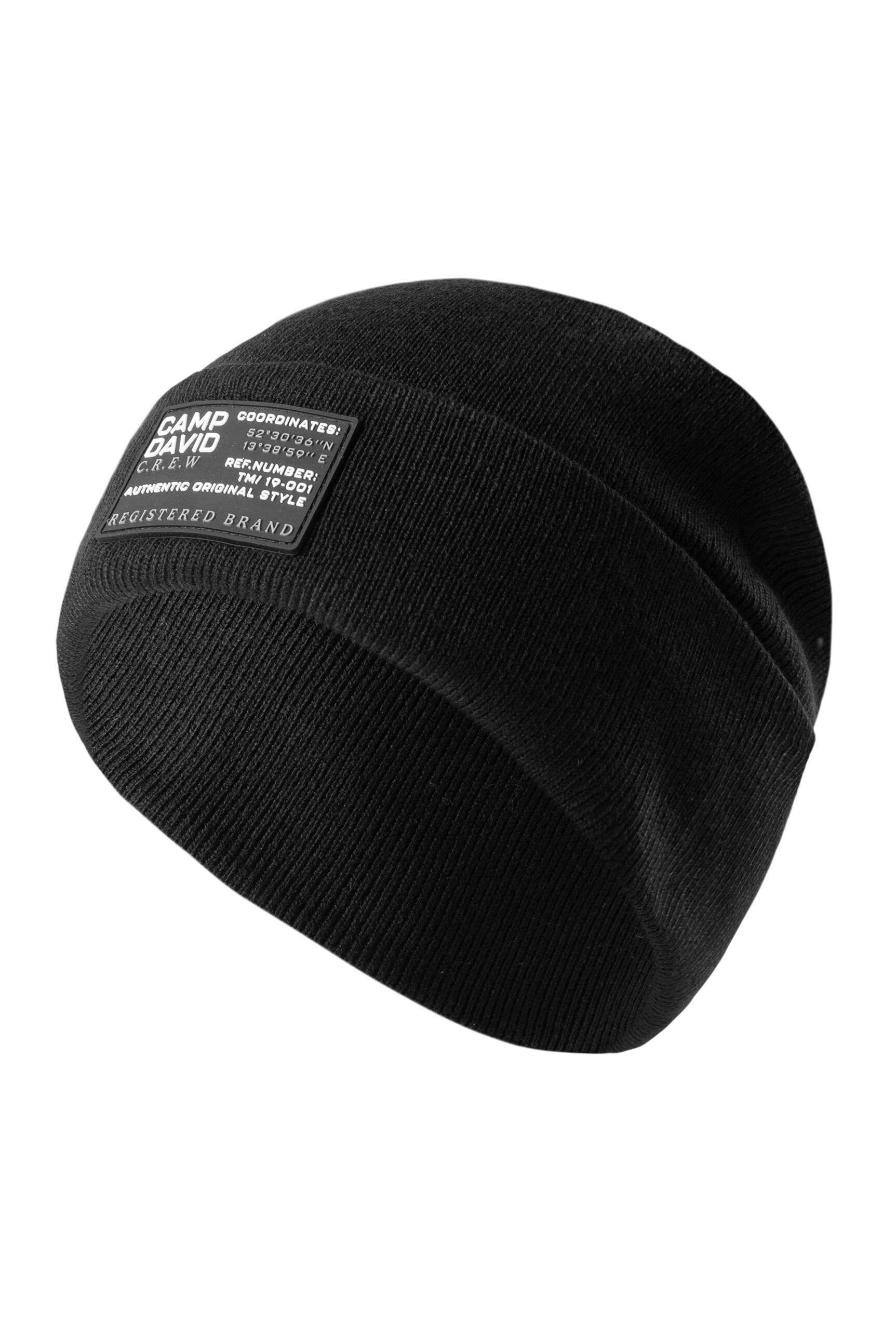 Czapka w prążkowanym splocie z naszywką z logo - 1