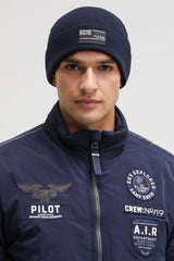 Czapka w prążkowanym splocie z naszywką z logo