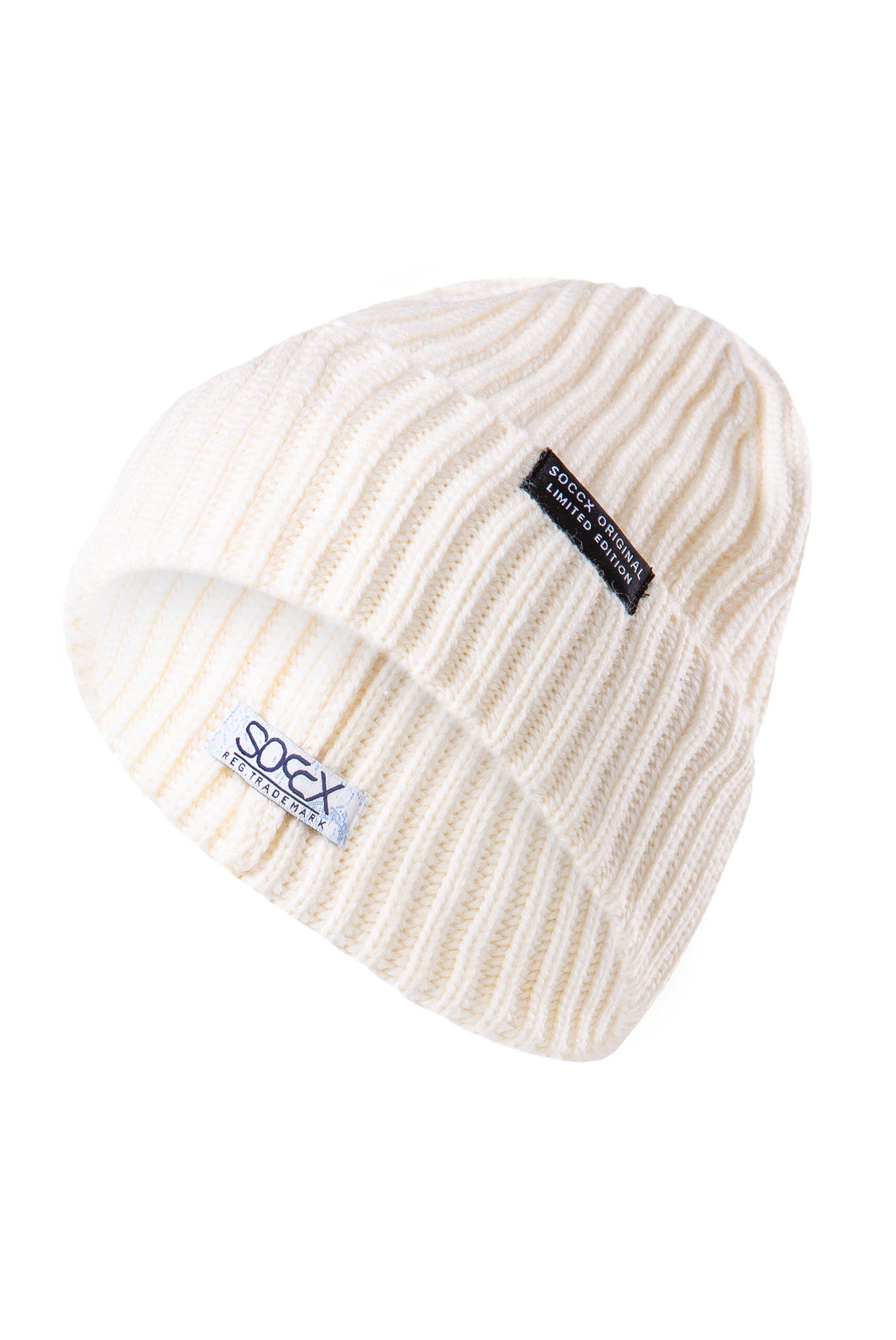 Czapka beanie z prążkowanej dzianiny - 1