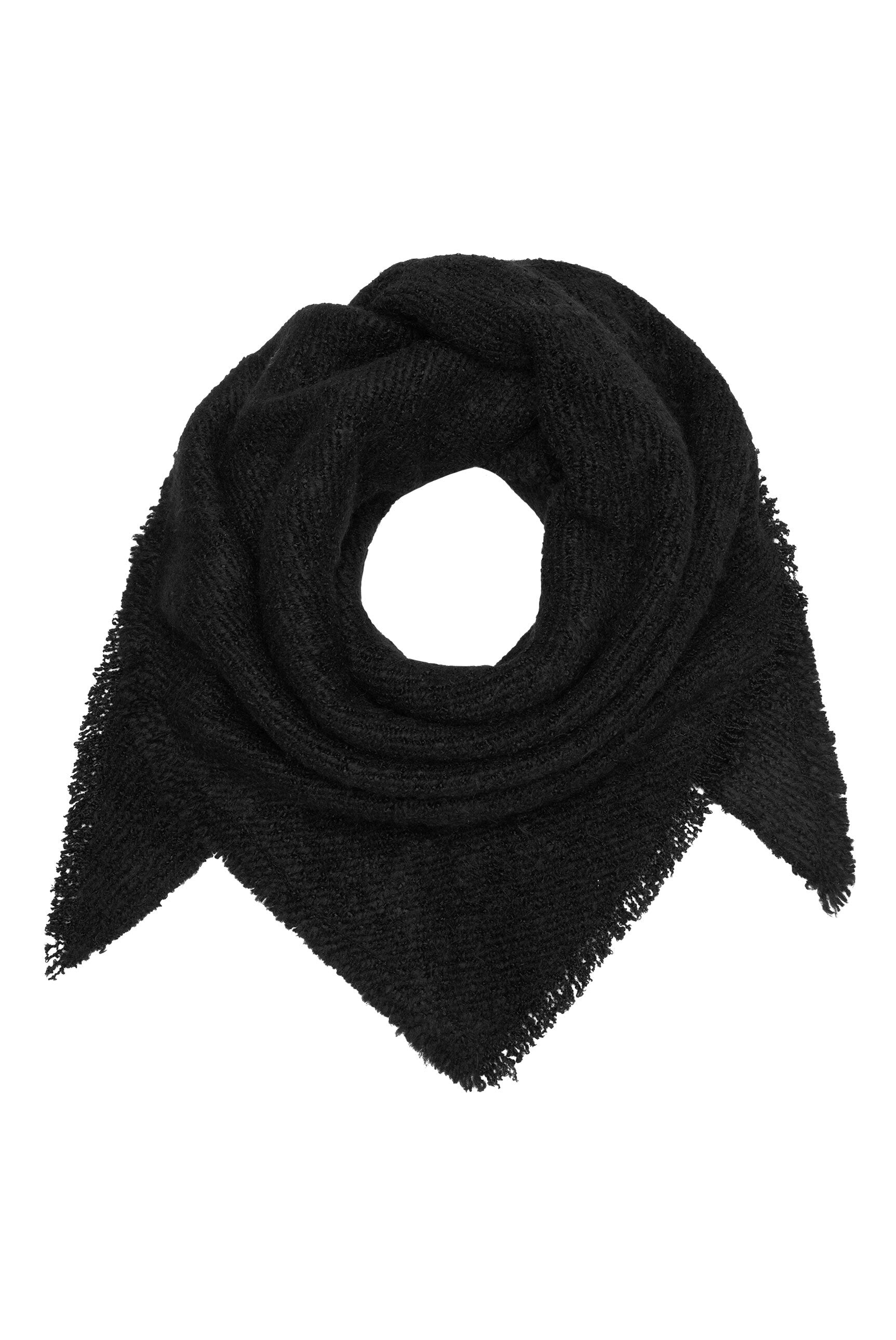 Szalik trójkątny z przędzy bouclé - 1