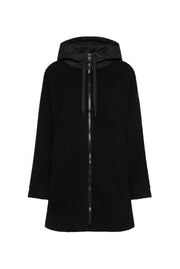 Krótki płaszcz z materiału bouclé z kapturem