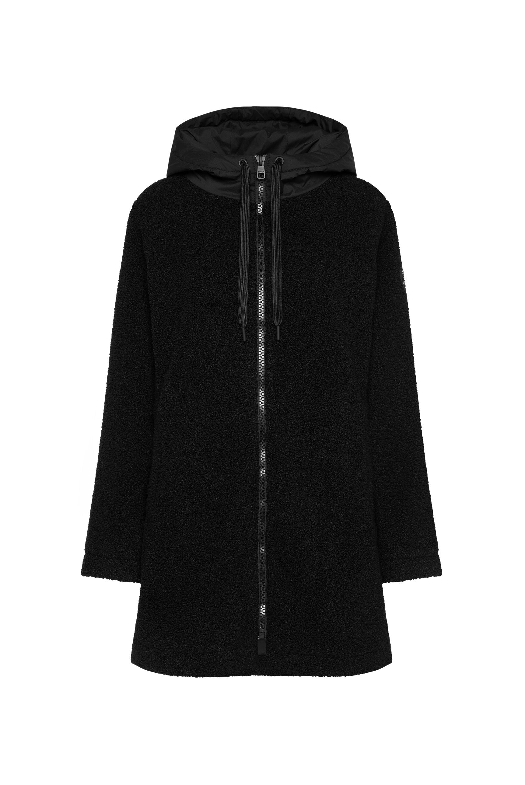 Krótki płaszcz z materiału bouclé z kapturem - 1