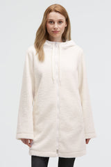 Krótki płaszcz z materiału bouclé z kapturem