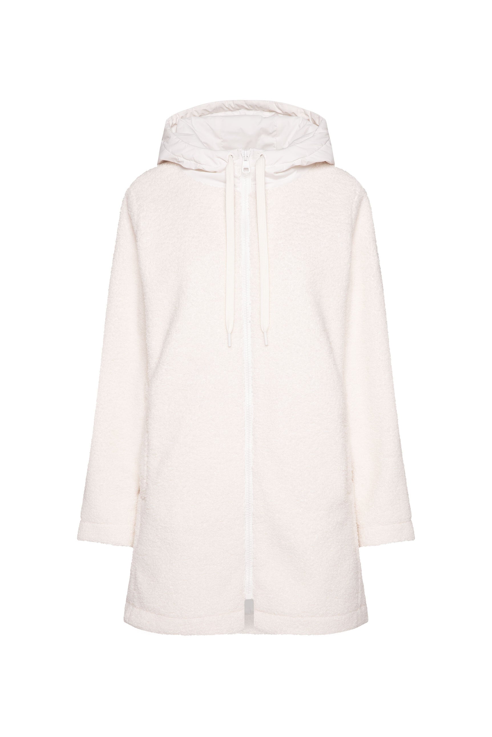 Krótki płaszcz z materiału bouclé z kapturem - 1