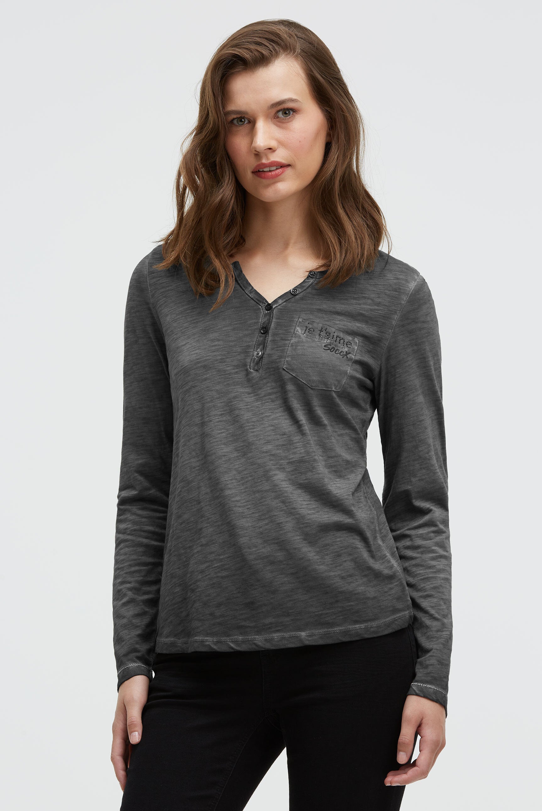 Koszula z dekoltem serafino z nadrukiem na plecach - 2