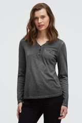 Koszula z dekoltem serafino z nadrukiem na plecach