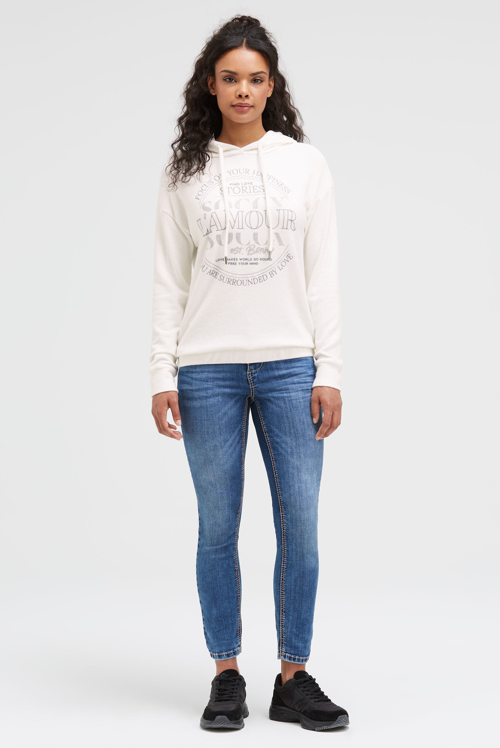 Hoodie aus Flauschstrick mit Glitzer-Print - 3