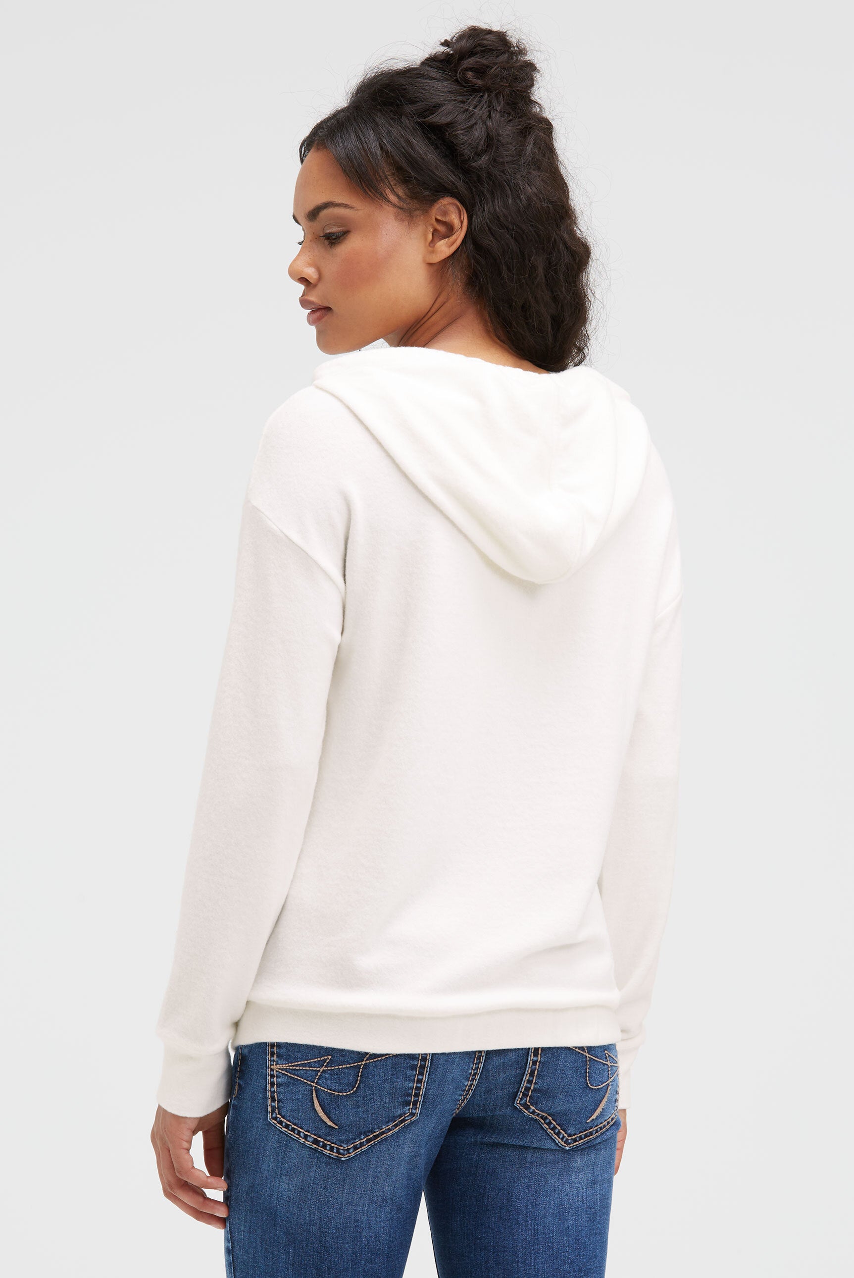 Hoodie aus Flauschstrick mit Glitzer-Print - 5