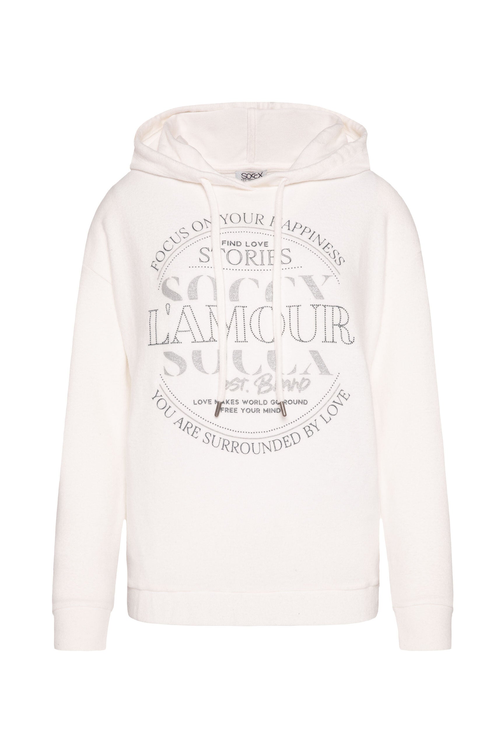 Hoodie aus Flauschstrick mit Glitzer-Print - 1