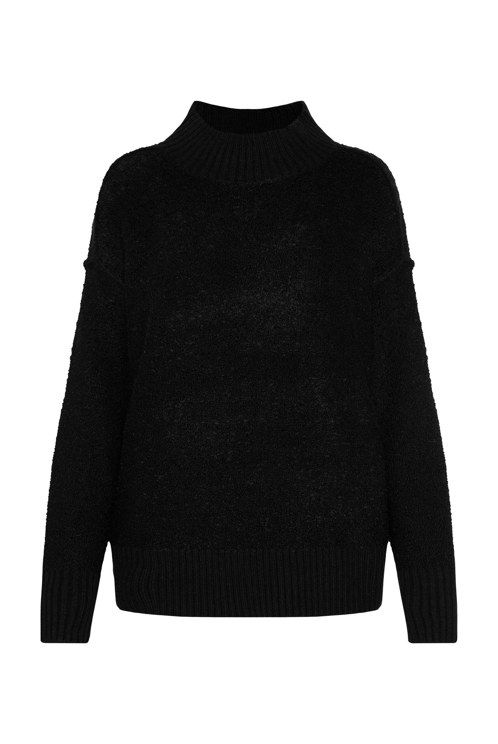 Sweter bouclé z kołnierzykiem stójkowym