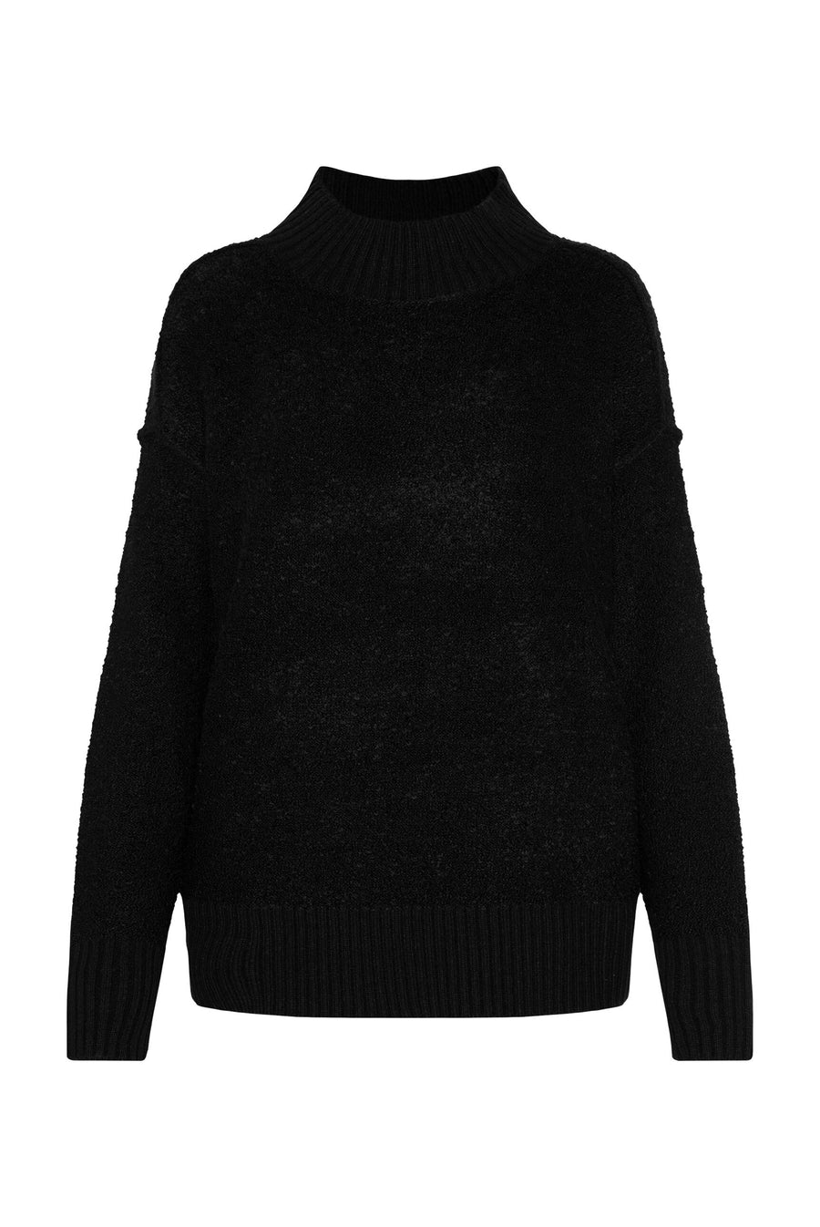 Sweter bouclé z kołnierzykiem stójkowym